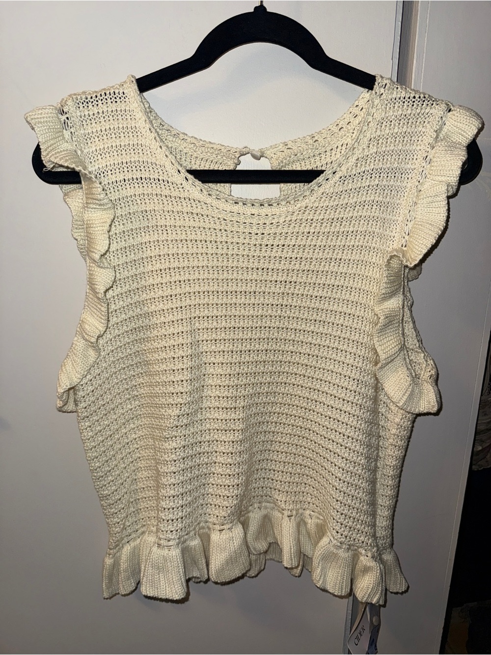 Cider Cream Ruffle Knit Sleeveless Top